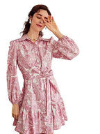 DHRUVI TRENDZ Womens Slub Rayon Women Western Casual Dresses Regular Fit Above The Knee Dress (DT-WD1130_Pink_XL)