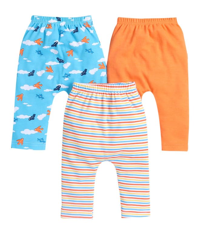 BUMZEE Blue & Orange Baby Boys Diaper Pants/Leggings/Pyjamas Pack of 3 Age - New Born (Peb9449A-blu.org)