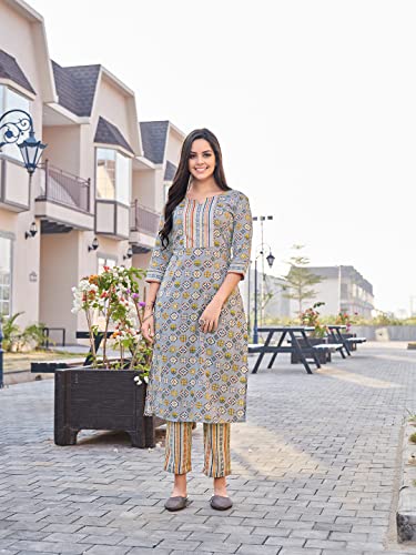 Nainvish Women Kurta With Pant(Sd427_Kb-L) Grey