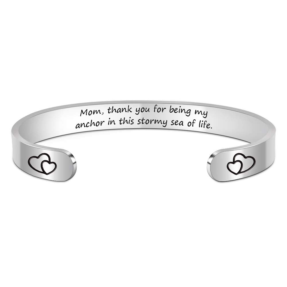 Btysun Mom Gifts for Christmas Inspirational Bracelets for Women Thanksgiving Gift Mother Birthday Gifts for Mom Cuff Bracelet M