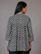 Libas WomenS Cotton Printed A-Line Kurtis (29065_Black