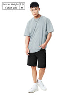 The Souled Store Men Pearl Grey Solid Oversized T-Shirts