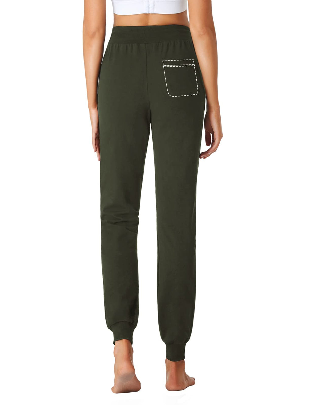 SEVEgO Lightweight Womens 34 Tall Inseam cotton Soft Jogger with Zipper Pockets cargo Pants Army green X-Small