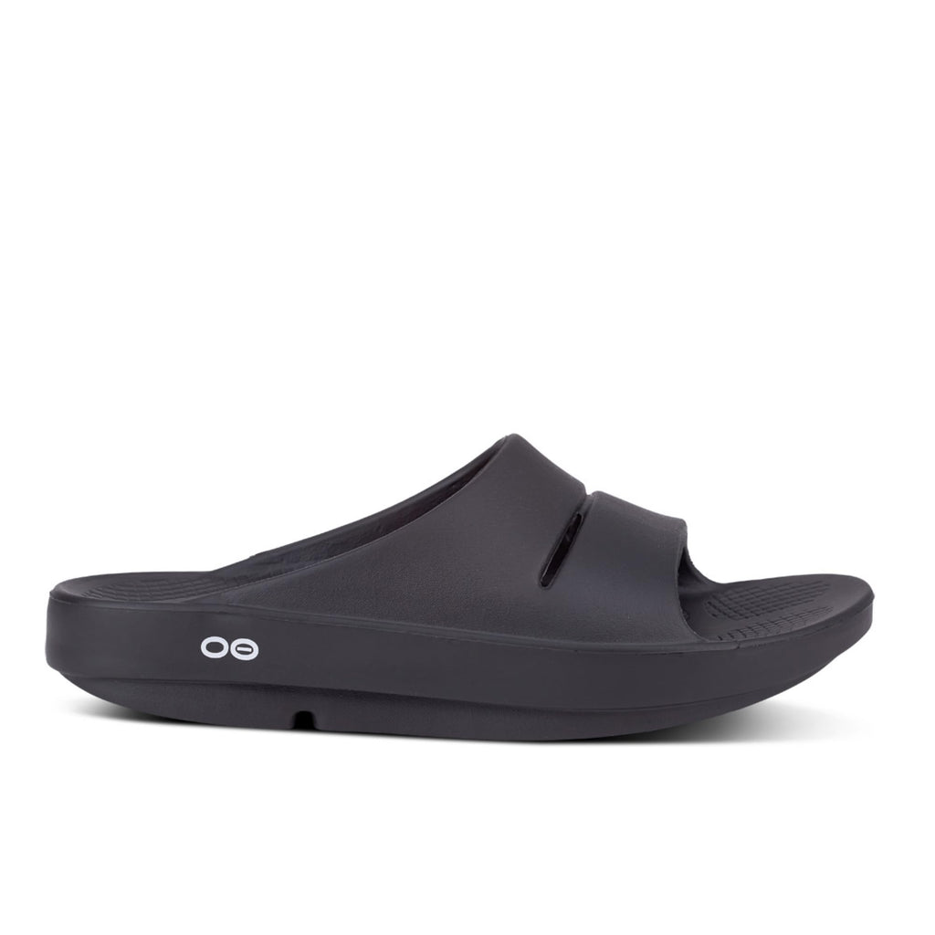 OOFOS OOahh Recovery Slide, Black - Womens Size 6, Mens Size 4
