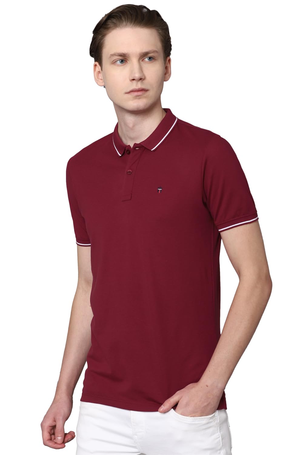 Louis Philippe Cotton MenS Solid Slim Fit T-Shirt (Lrkpcslfa99184_Maroon, 2Xl