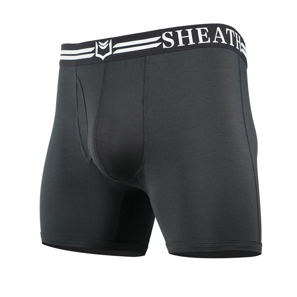 SHEATH 4.0 Men's Modal Boxer Briefs - BLACK - M 32-34 | Dual Pouch, Athletic Fit