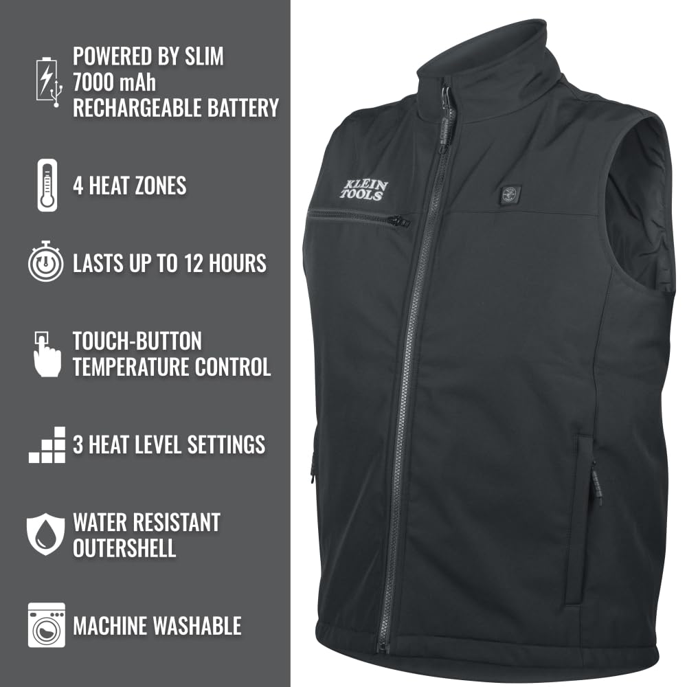 Klein Tools Lightweight Heated Vest, Black, 2X-Large