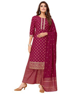 Sanisa Womens Foil & Pigment Chinnon Straight Kurta Set With Dupatta (41Kbd503N-Xxl_Cherry Pink)