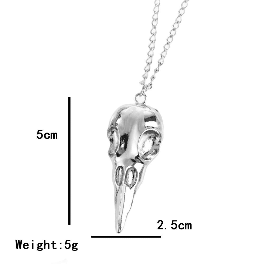 YOOESTORES82 Punk Metal Crow Skull Necklace. Hip Hop 3D Animal Bird Skull Pendant Necklace, Men Women Vintage Gothic Halloween J