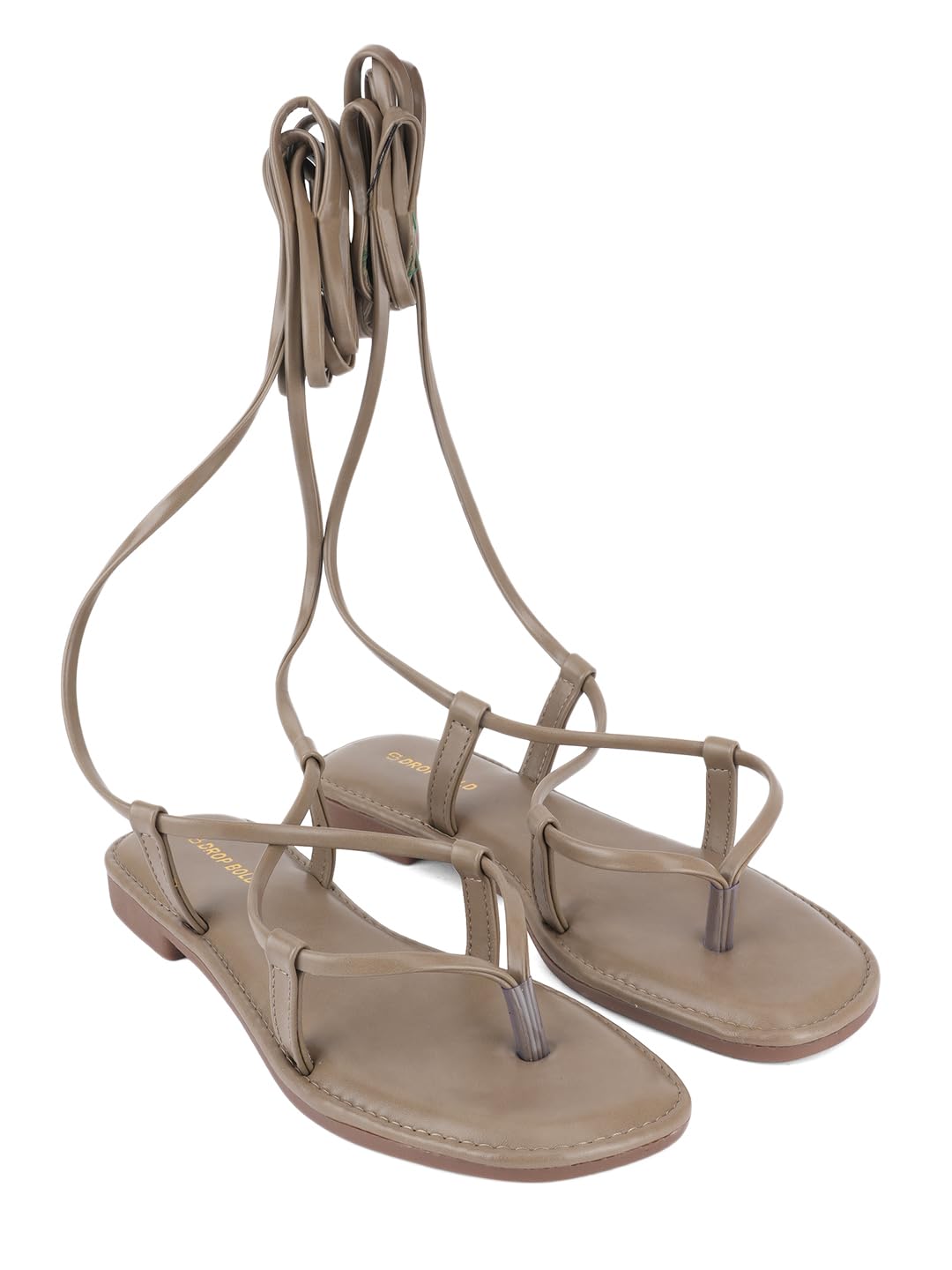 DROP BOLD TAUPE WOMEN CHIC MULTISTRAP OPEN TOE FLATS OR WOMEN 7