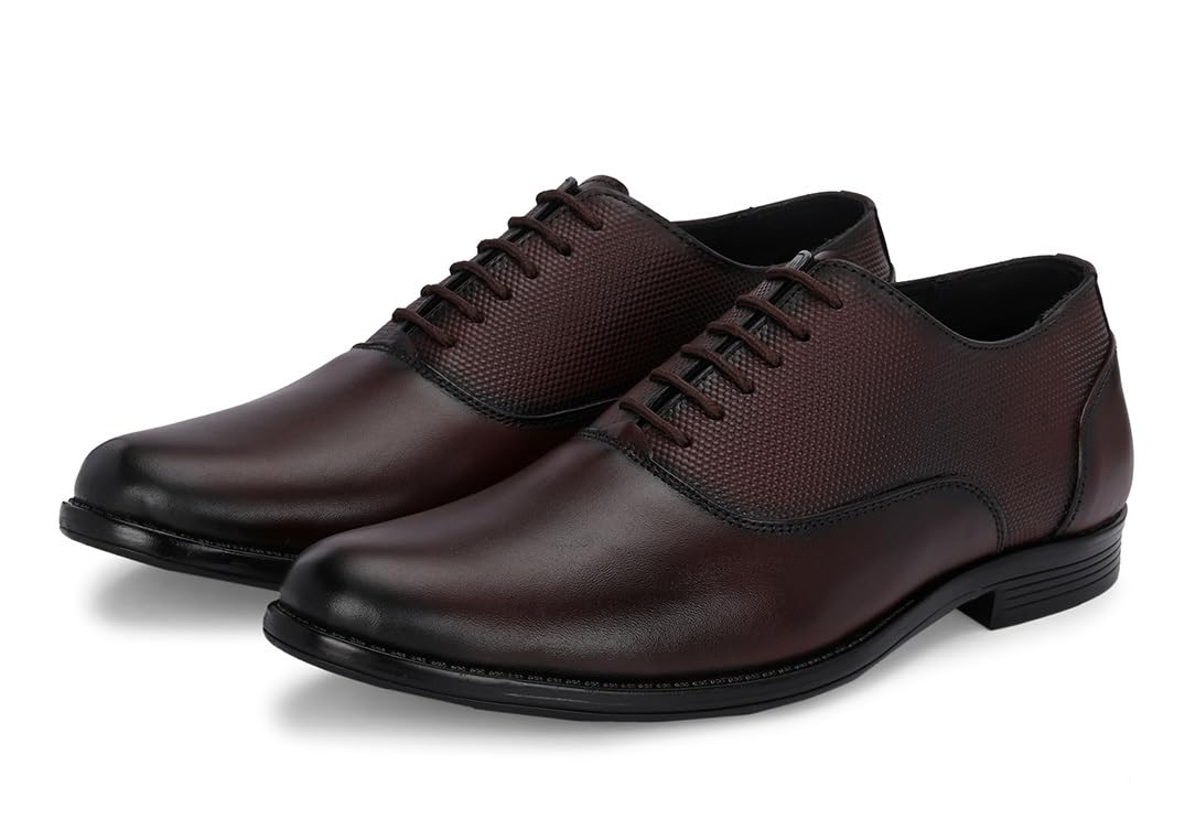 Massari Mens Genuine Leather Derby Lace Up Formal Shoes Brown 7