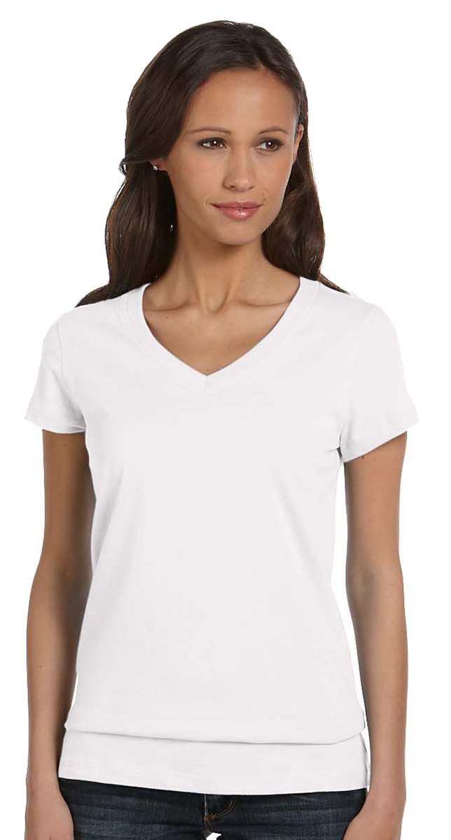 Ladies Jersey Short-Sleeve V-Neck T-Shirt - DARK gRY HEATHER - S(D0102H78F1J)