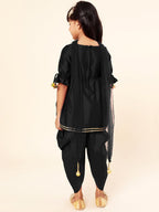 A.T.U.N. (ALL THINGS UBER NICE) Girls Pleated Gotta Patti Kurti with Dhoti Pants & Dupatta Set | Ethnic Wear Clothing Set