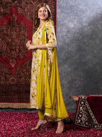 ANNI DESIGNER Womens Cotton Blend Straight Printed Kurta with Pant & Dupatta (KURU Yellow_L_Yellow_Large)