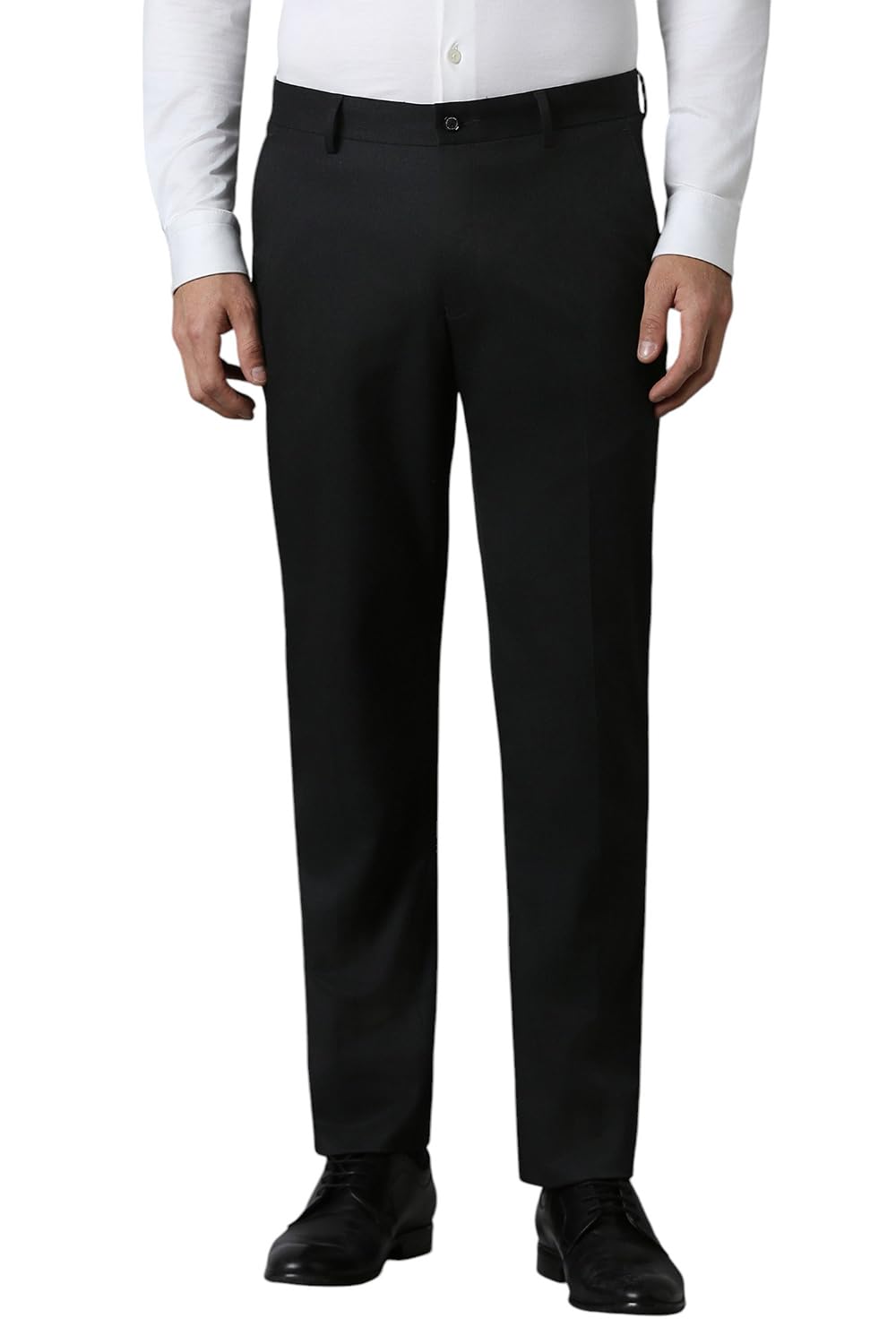 Louis Philippe Men Mid Rise Slim Trousers (Lptfmslbp29322_Black, 38)