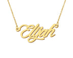 Aoloshow 18k Gold Plated Elijah Name Charm Necklace Stainless Steel Mens Nameplate Jewelry for Christmas