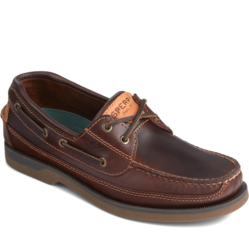 Sperry Mens Mako 2-Eye Boat Shoe, Amaretto, 9.5 Wide