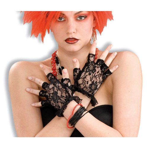 Black Lacey Fingerless Gloves Costume Accessory