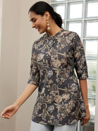 Libas WomenS Silk Blend Printed Straight Kurtis (58162O_Grey