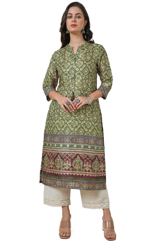 Soch Women Floral Print Chanderi Blend Kurta with Tassels