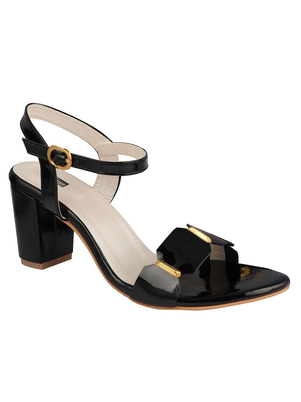 Shoetopia Womens/Girls Black Backstrap Solid Block Heels-EU37