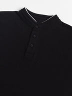 Dennis Lingo MenS Slim Fit Solid Stand Collar T-Shirt Black