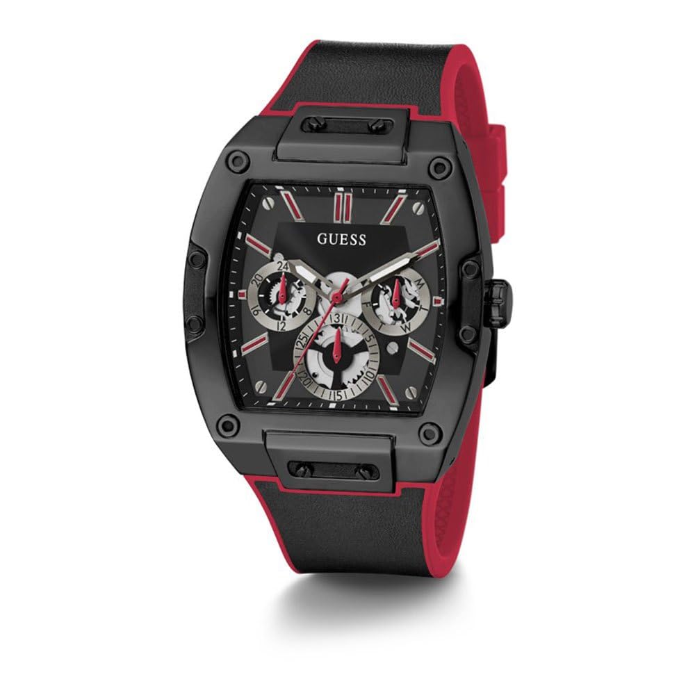 GUESS Mens 43mm Watch - Blue Strap Blue Dial Brown Case