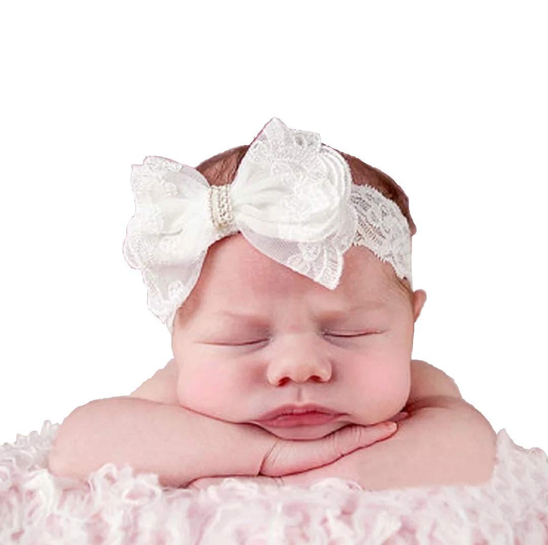 Ziory Crystal Lace Headband With Bow Motif For Newborns, Infants, And Baby Girls  White (612 Months) 11