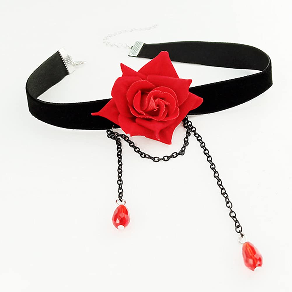 Elegant Retro Rose Flower Collarbone Chain Clavicle Necklace Gothic Lolita Black Lace Collar Choker Ornament Wedding Halloween A
