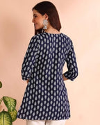 Pinkmint Womens Printed Cotton Blend Short Kurti l All Over Printed V-Cut Neckline Casual Wear Tunic Tops l Ethnic Tops for G