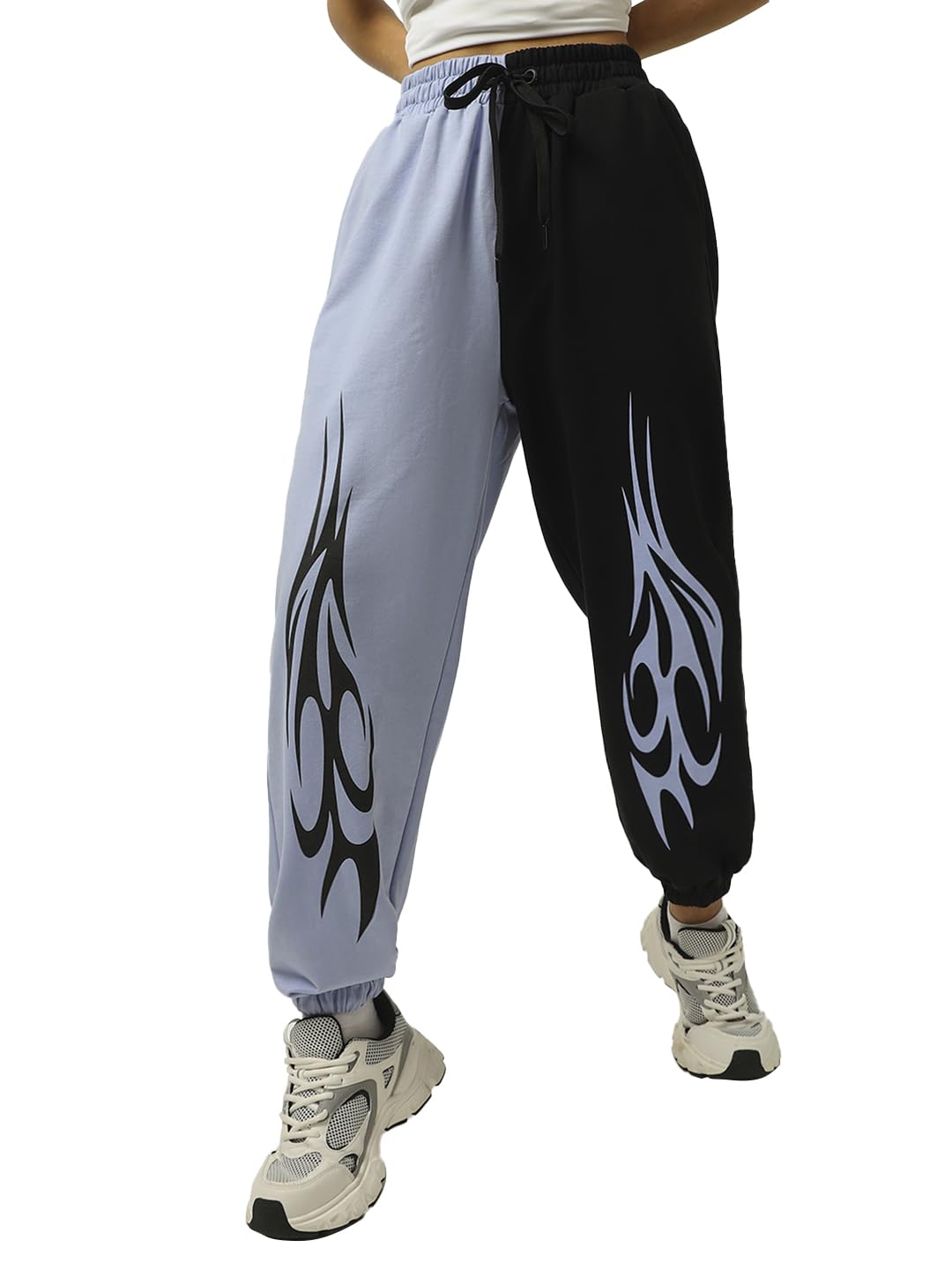 Bewakoof WomenS Color Block Oversized Fit Joggers_584753_Black_Xs