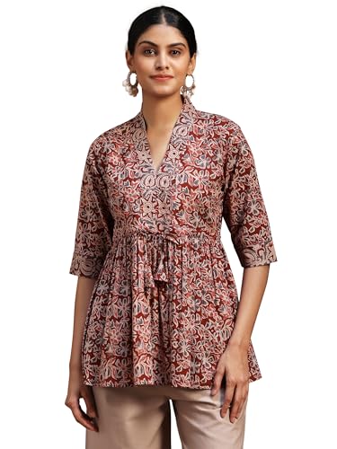 Libas WomenS Cotton A-Line Kurta (29101O_Rust