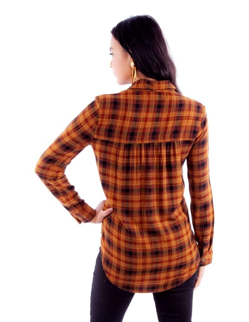LADIES SEERSUCKER PLAID SHIRT