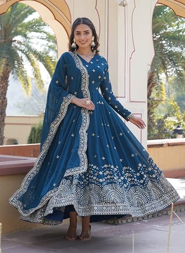 Wedani Georgette Anarkali Kurta Set with Dupatta For women