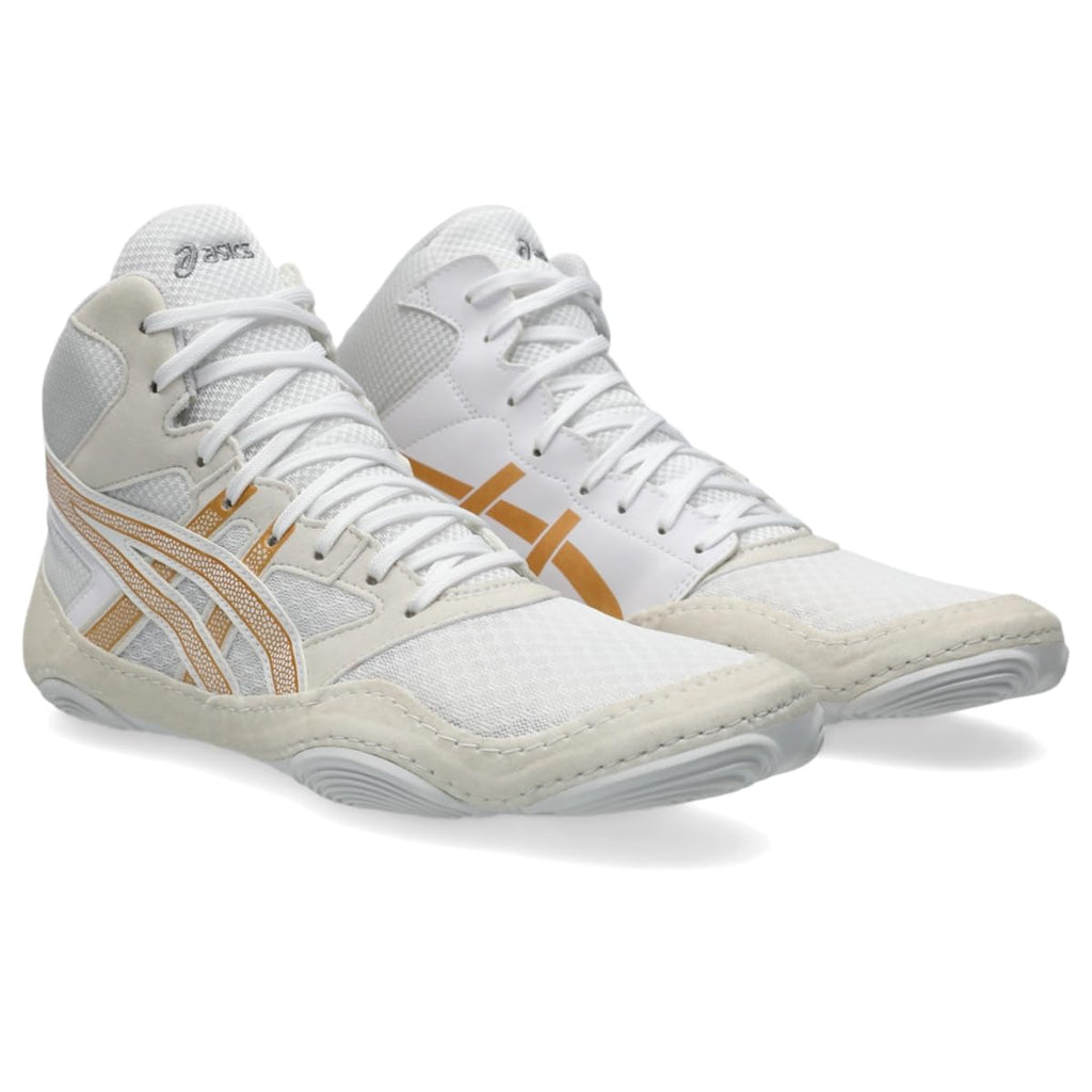 ASICS Men's Snapdown 4 Wrestling Shoes, 12, White/Pure Gold