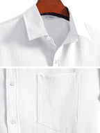 Tee Projekt Mens Popcorn Shirt Comfortable Short Sleeve Shirts Casual Textured Shirt (Pack of 1) White