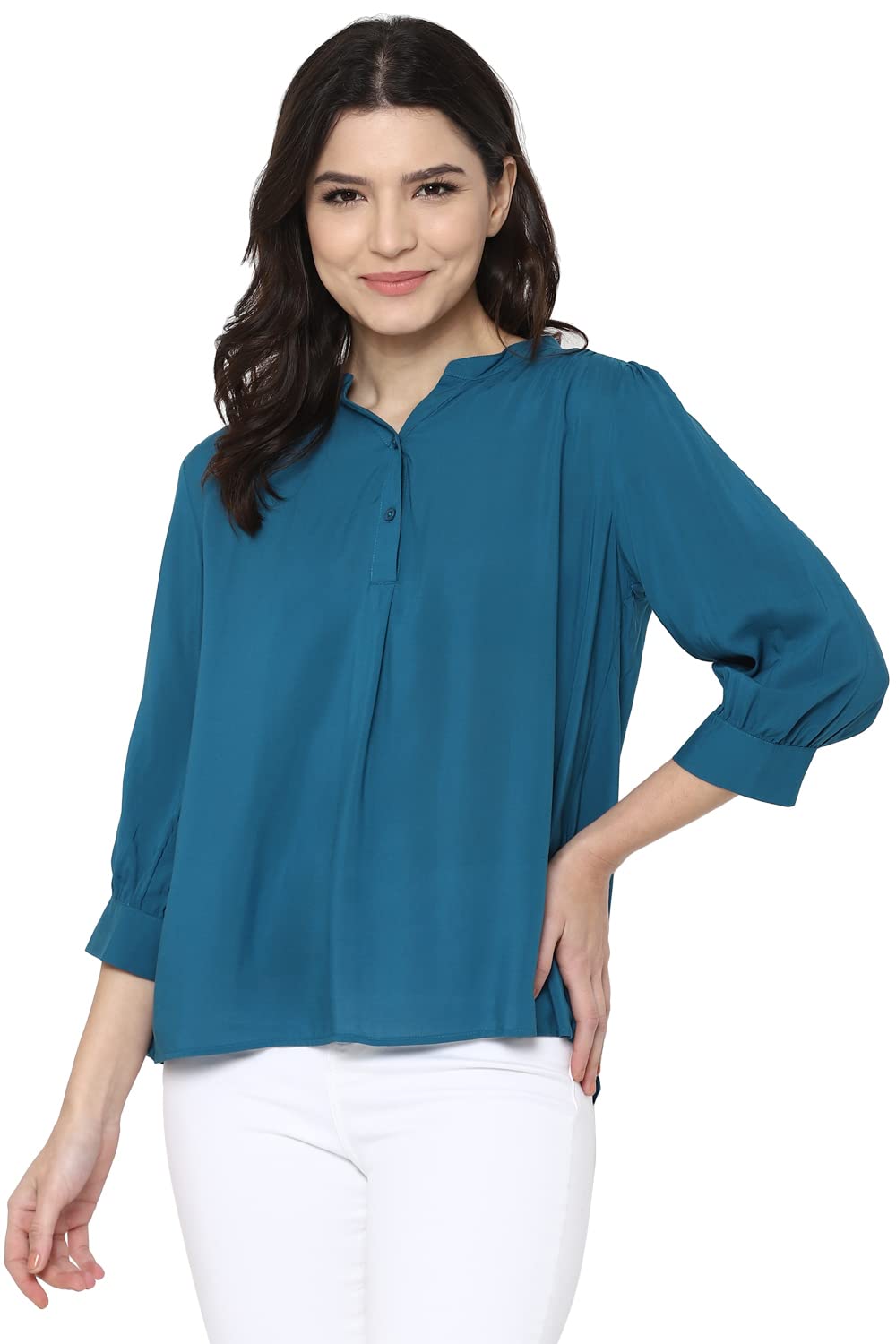 Allen Solly Women Regular Fit Solid Casual Polyester Shirt