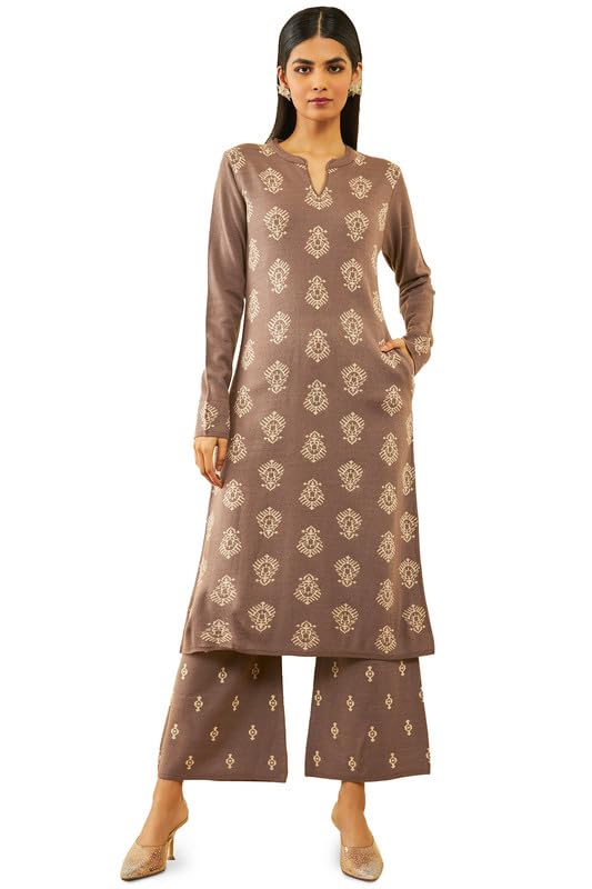 Soch Women Acrylic Ethnic Motifs Pattern Knitted Full Sleeves Winter Kurta Set