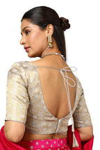 Soch Womens Grey Tussar Zari Woven Padded Blouse
