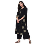 Ziyaa Women'S Crepe Kurta (Zikucr2396-L_Black_Large)