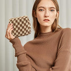 LYDZTION 4 PCS Checkered Makeup Bag Cosmetic Bag for Women Checkered Pouch Plaid Makeup Bag for Women Small Makeup Bag Storage B