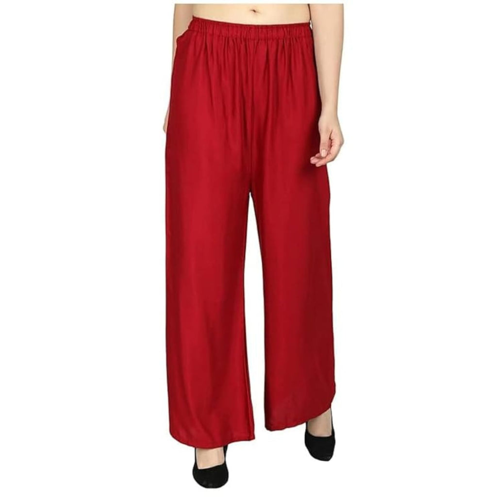 Fashion Gallery WomenS Rayon Relaxed Fit Palazzo Pants With Full Length Pull On Closure And Elasticated Flexible Waist|Palazzo 