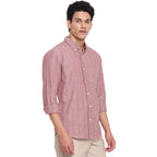 Fabindia Men Cotton Striped Slim Fit Shirt Pink