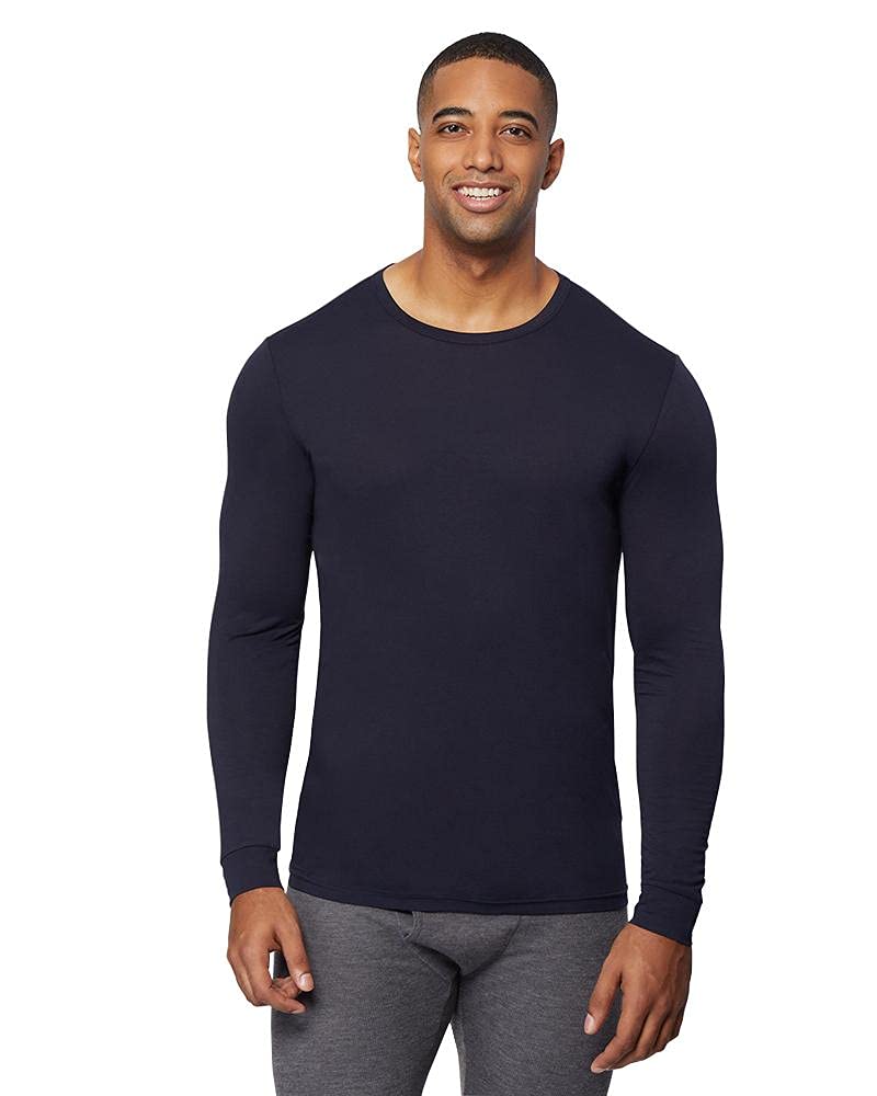 32 DEgREES Heat Mens Performance Thermal Baselayer crewneck Long Sleeve Top, Stormy Night, Medium