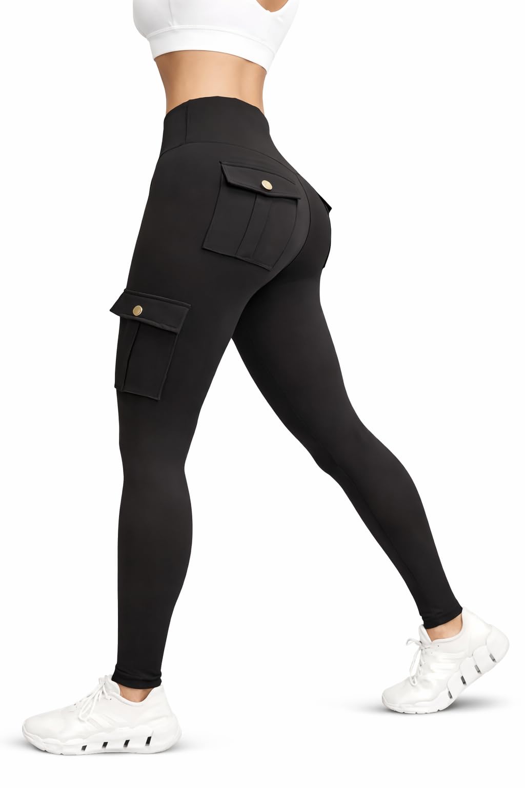 Jawdrobe WomenS High Waist Cargo Leggings With Pockets | Slim Fit Stretch Pants | Tummy Control Casual Streetwear(GymWearPant