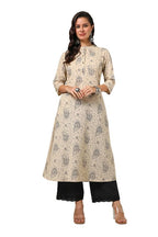 Soch Womens Beige Cotton Flex Floral Print Kurta