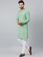 See Designs Green Chikankari Embroidered Straight Kurta Long Sleeves_Sdkt906Xl