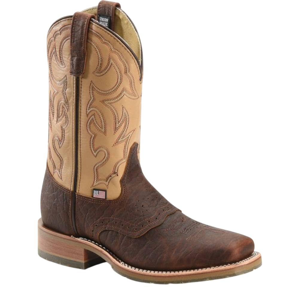 Double-H 11 Graham Square Toe Western Boots for Men - Bison Leather Foot with Oil- and Slip-Resistant I.C.E. Outsole, EH-Rated a