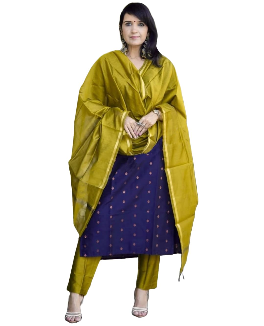 ANNI DESIGNER Womens Rayon Viscose Printed Straight Kurta with Pant & Dupatta (SDF Blue_XXL_Blue_XX-Large)