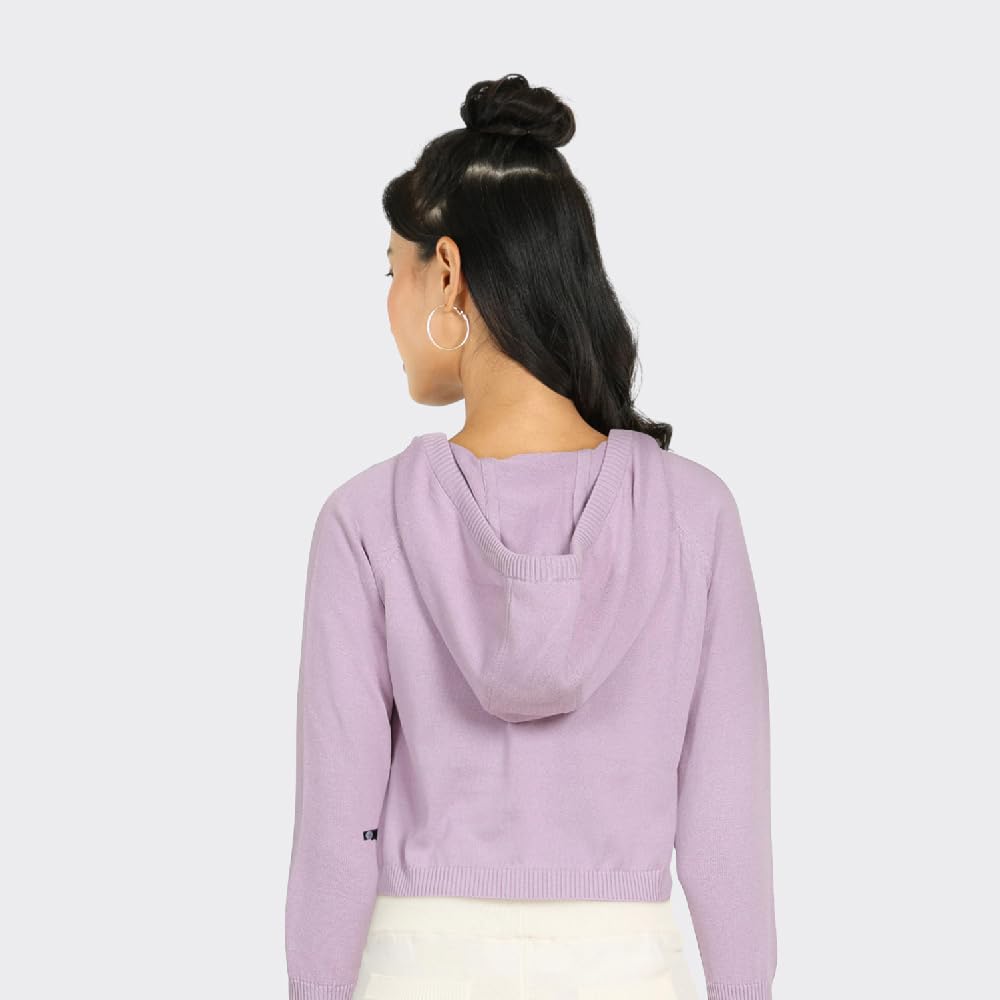 BlissClub at-Ease CottonKnit Cropped Hoodie | 100% Cotton | Cropped Hoodie | Adjustable Hood